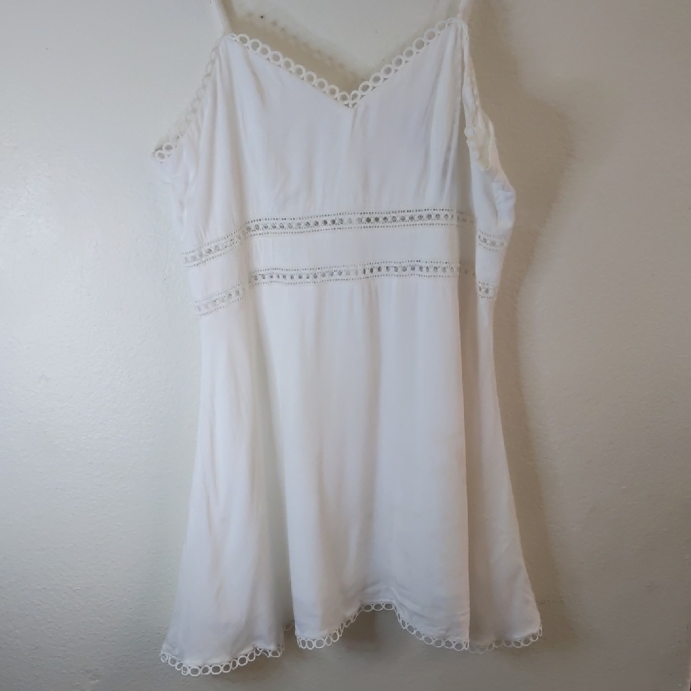 White Crochet Sleeveless Mini Dress Y2K Coastal coquette fairy Rachel Green L